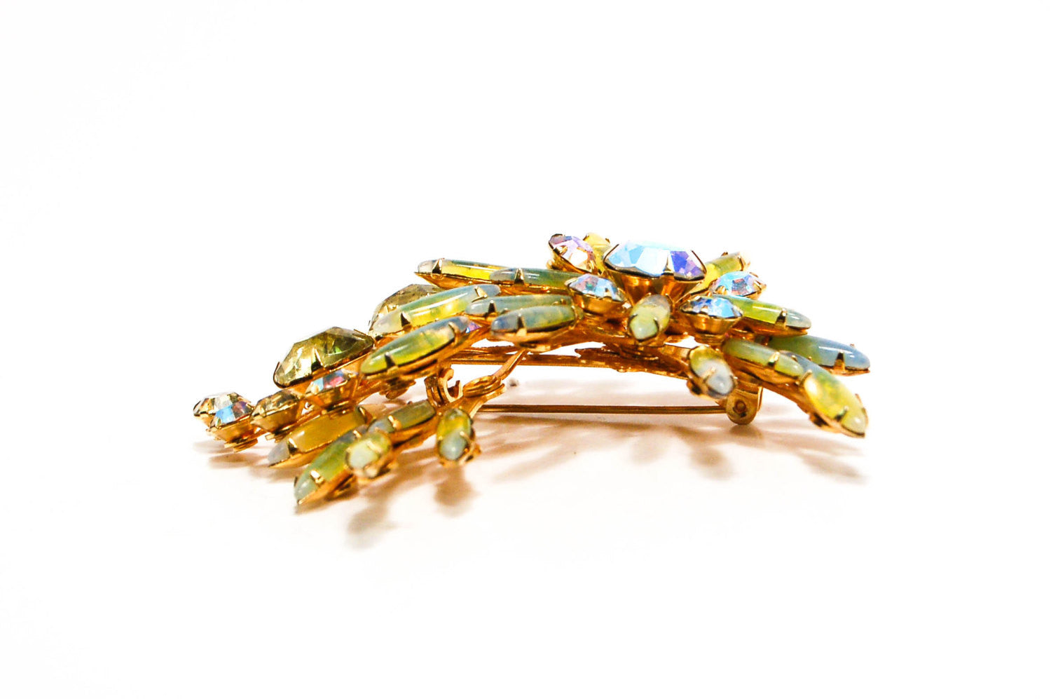 1960's Spray Style Colorful Rhinestone Brooch by 1960s Vintage - Vintage Meet Modern Vintage Jewelry - Chicago, Illinois - #oldhollywoodglamour #vintagemeetmodern #designervintage #jewelrybox #antiquejewelry #vintagejewelry