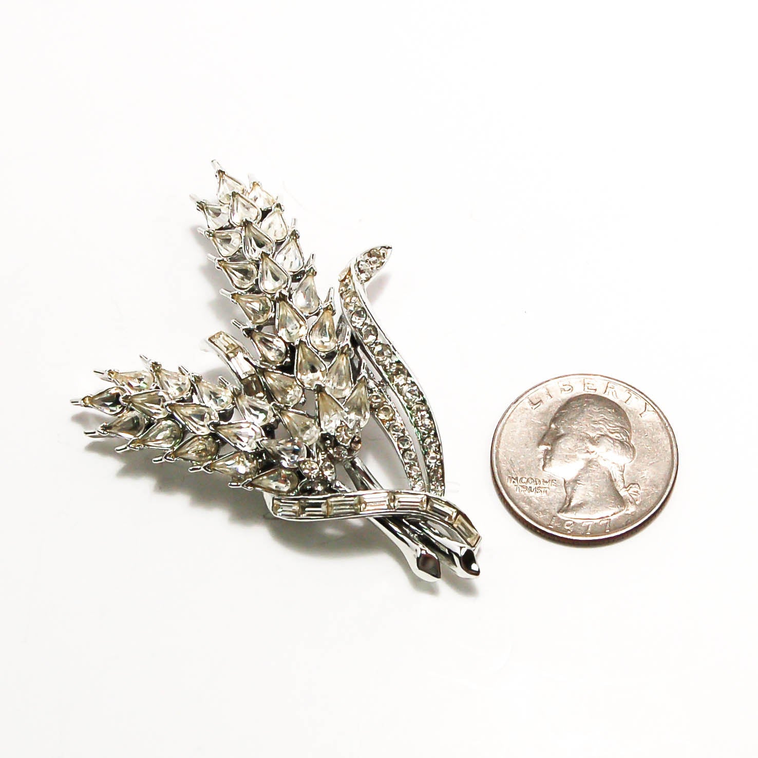 1950's Silver Tone Rhinestone Wheat Brooch by 1950's - Vintage Meet Modern Vintage Jewelry - Chicago, Illinois - #oldhollywoodglamour #vintagemeetmodern #designervintage #jewelrybox #antiquejewelry #vintagejewelry