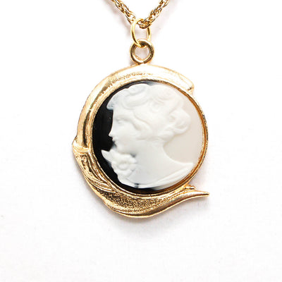 1940's Black and White Cameo Necklace by 1940's - Vintage Meet Modern Vintage Jewelry - Chicago, Illinois - #oldhollywoodglamour #vintagemeetmodern #designervintage #jewelrybox #antiquejewelry #vintagejewelry