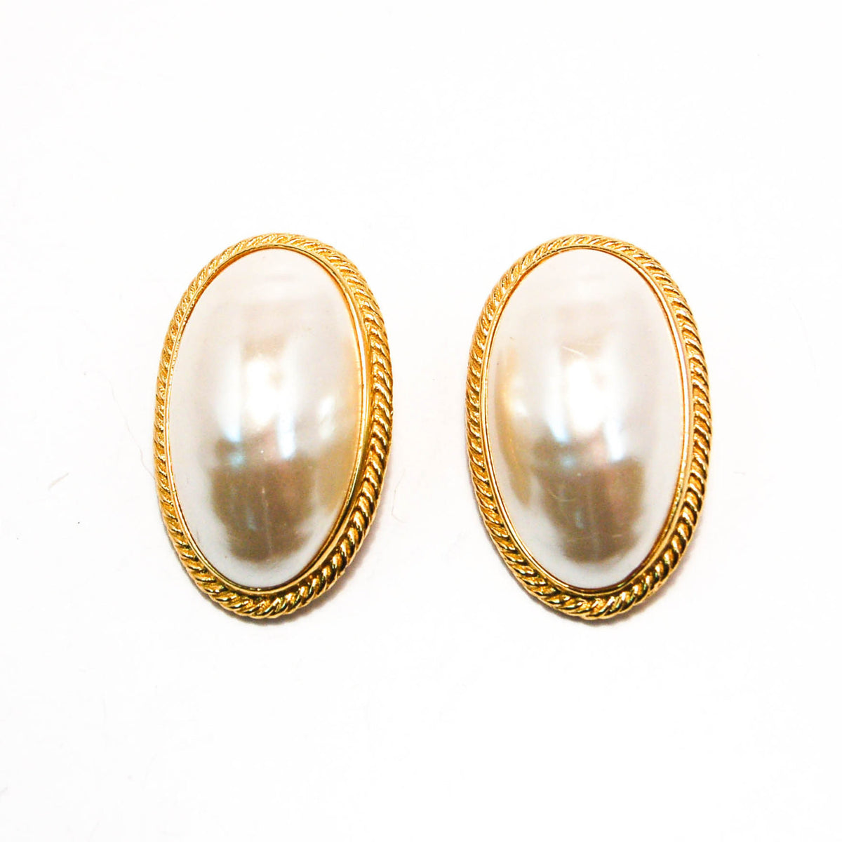 1980's Oval Mabe Pearl Earrings by Givenchy