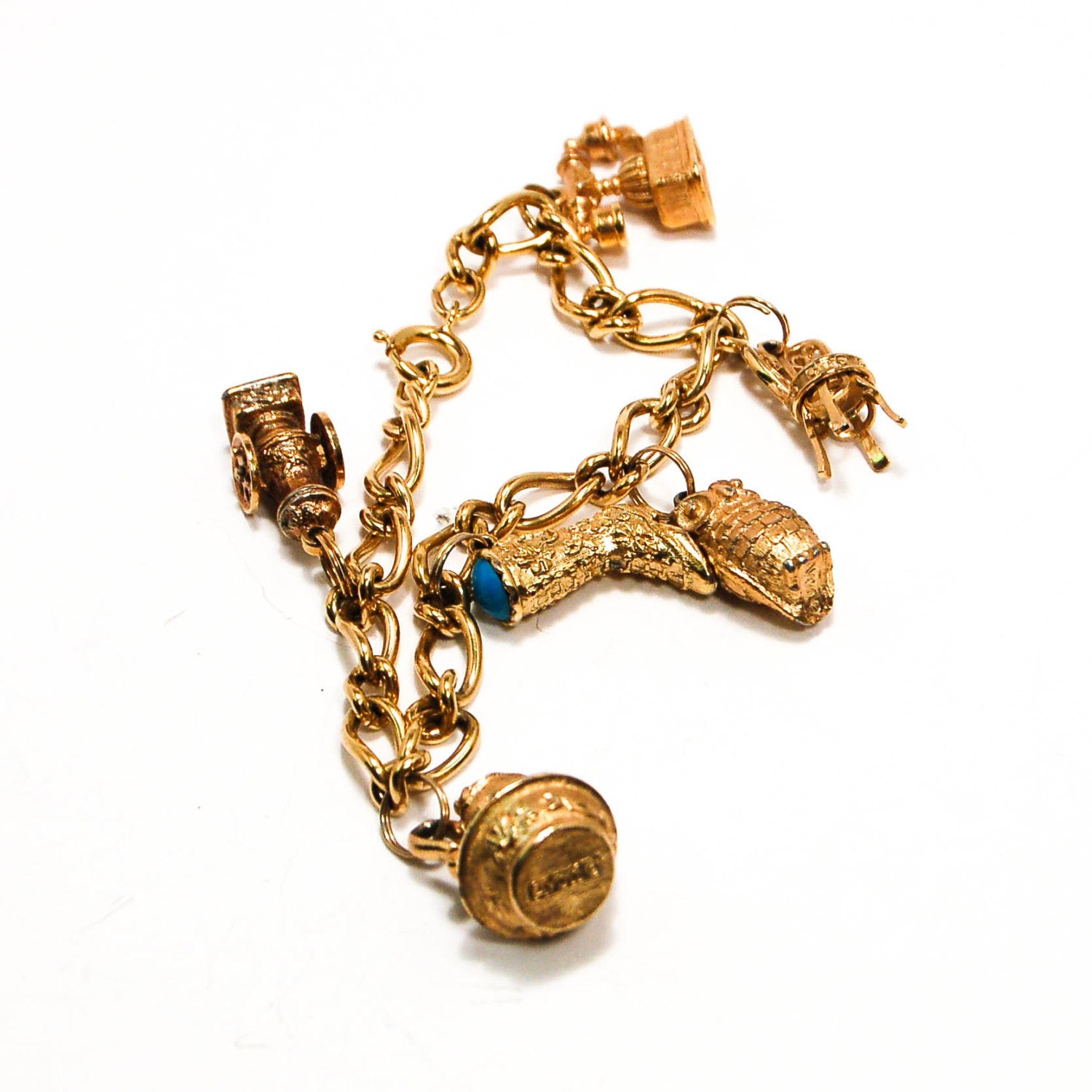 1970's 14kt Gold Plated Charm Bracelet by Avon by Avon - Vintage Meet Modern Vintage Jewelry - Chicago, Illinois - #oldhollywoodglamour #vintagemeetmodern #designervintage #jewelrybox #antiquejewelry #vintagejewelry