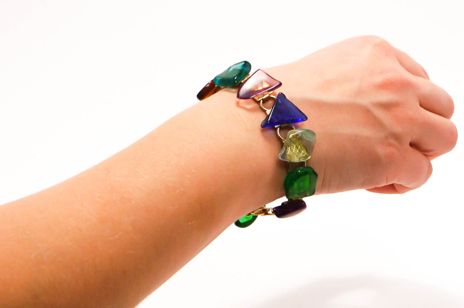 1960's Colorful Beach Art Glass Bracelet by 1960s Vintage - Vintage Meet Modern Vintage Jewelry - Chicago, Illinois - #oldhollywoodglamour #vintagemeetmodern #designervintage #jewelrybox #antiquejewelry #vintagejewelry