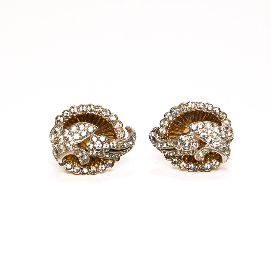 1940's Paste Rhinestone and Floating Pearl Earrings by Jomaz Joseph Mazer by Jomaz Joseph Mazer - Vintage Meet Modern Vintage Jewelry - Chicago, Illinois - #oldhollywoodglamour #vintagemeetmodern #designervintage #jewelrybox #antiquejewelry #vintagejewelry