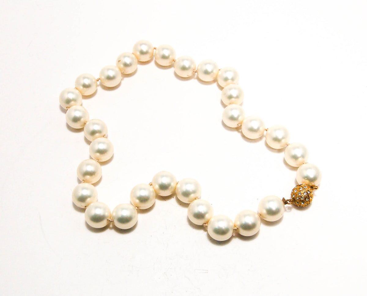 1980's Glass Pearl Necklace by Majorica