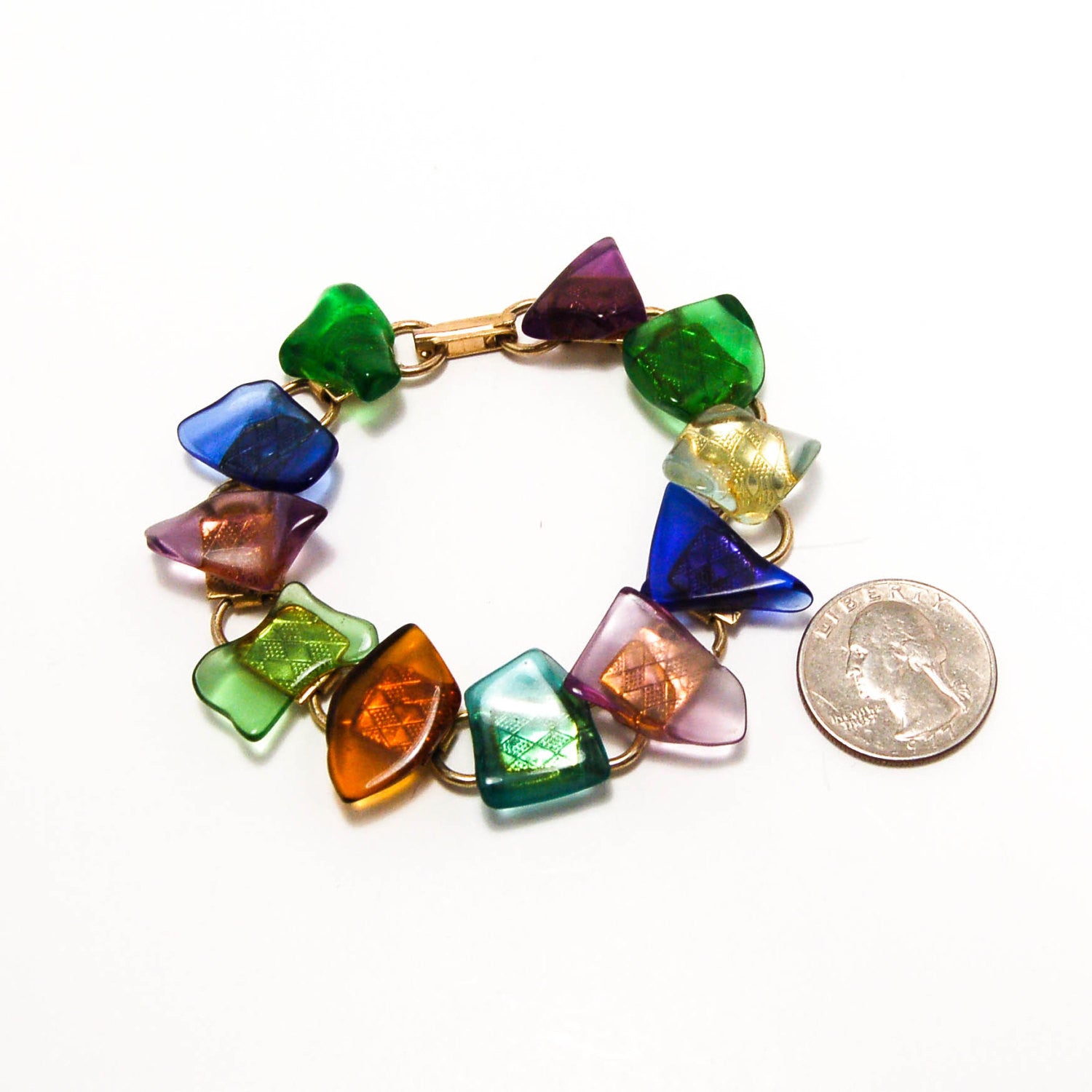 1960's Colorful Beach Art Glass Bracelet by 1960s Vintage - Vintage Meet Modern Vintage Jewelry - Chicago, Illinois - #oldhollywoodglamour #vintagemeetmodern #designervintage #jewelrybox #antiquejewelry #vintagejewelry