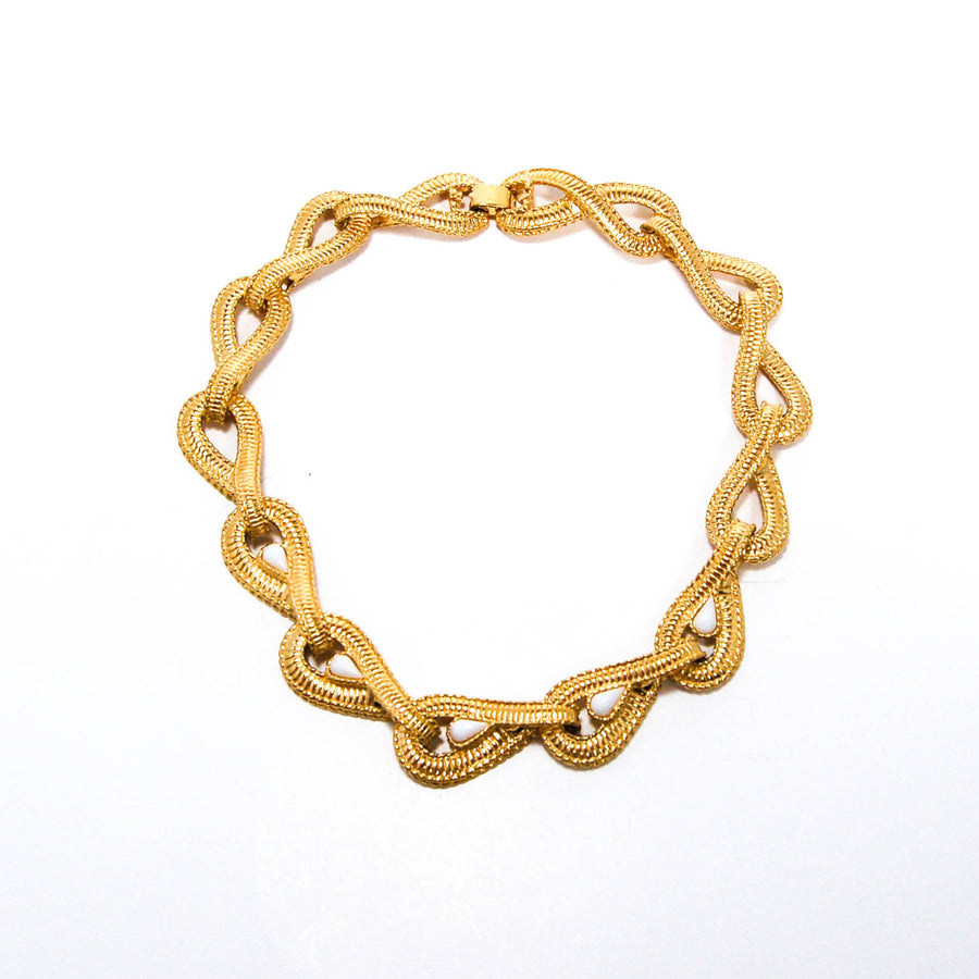 Gold Tone Tear Drop Link Necklace by Givenchy by Givenchy - Vintage Meet Modern Vintage Jewelry - Chicago, Illinois - #oldhollywoodglamour #vintagemeetmodern #designervintage #jewelrybox #antiquejewelry #vintagejewelry