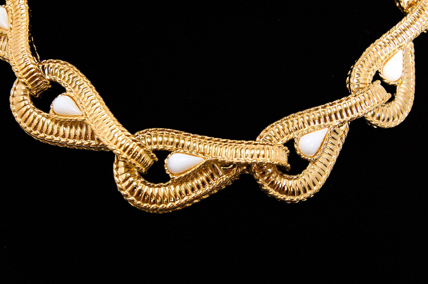 Gold Tone Tear Drop Link Necklace by Givenchy by Givenchy - Vintage Meet Modern Vintage Jewelry - Chicago, Illinois - #oldhollywoodglamour #vintagemeetmodern #designervintage #jewelrybox #antiquejewelry #vintagejewelry
