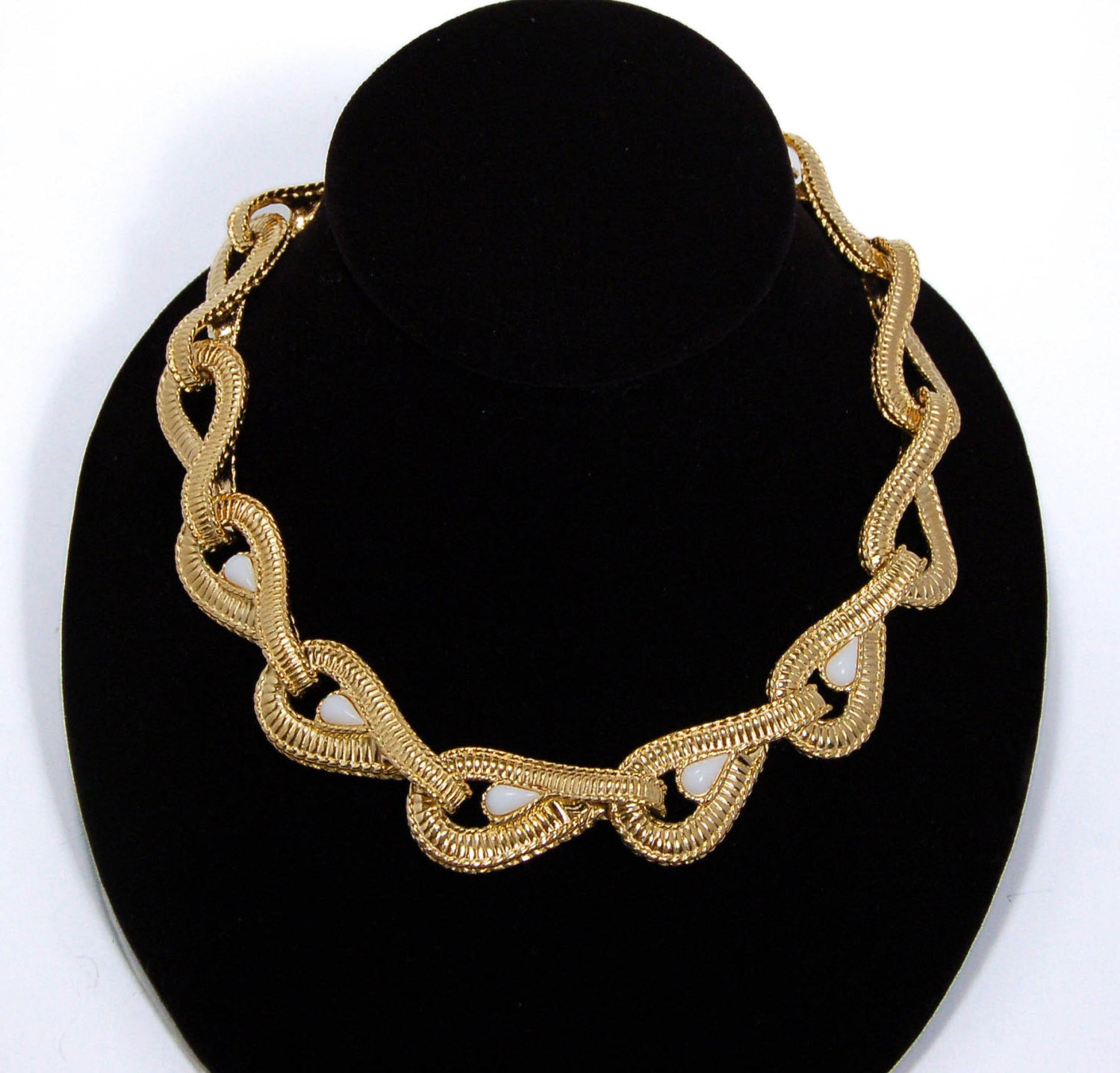 Gold Tone Tear Drop Link Necklace by Givenchy by Givenchy - Vintage Meet Modern Vintage Jewelry - Chicago, Illinois - #oldhollywoodglamour #vintagemeetmodern #designervintage #jewelrybox #antiquejewelry #vintagejewelry