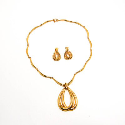Gold Statement Necklace and Earrings by Crown Trifari by Crown Trifari - Vintage Meet Modern Vintage Jewelry - Chicago, Illinois - #oldhollywoodglamour #vintagemeetmodern #designervintage #jewelrybox #antiquejewelry #vintagejewelry