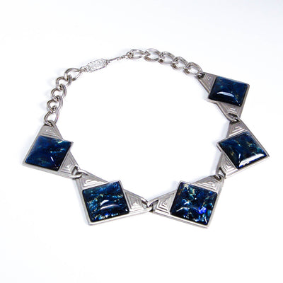 YSL Dichroic Blue Glass Necklace by YSL - Vintage Meet Modern Vintage Jewelry - Chicago, Illinois - #oldhollywoodglamour #vintagemeetmodern #designervintage #jewelrybox #antiquejewelry #vintagejewelry