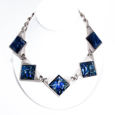 YSL Dichroic Blue Glass Necklace by YSL - Vintage Meet Modern Vintage Jewelry - Chicago, Illinois - #oldhollywoodglamour #vintagemeetmodern #designervintage #jewelrybox #antiquejewelry #vintagejewelry