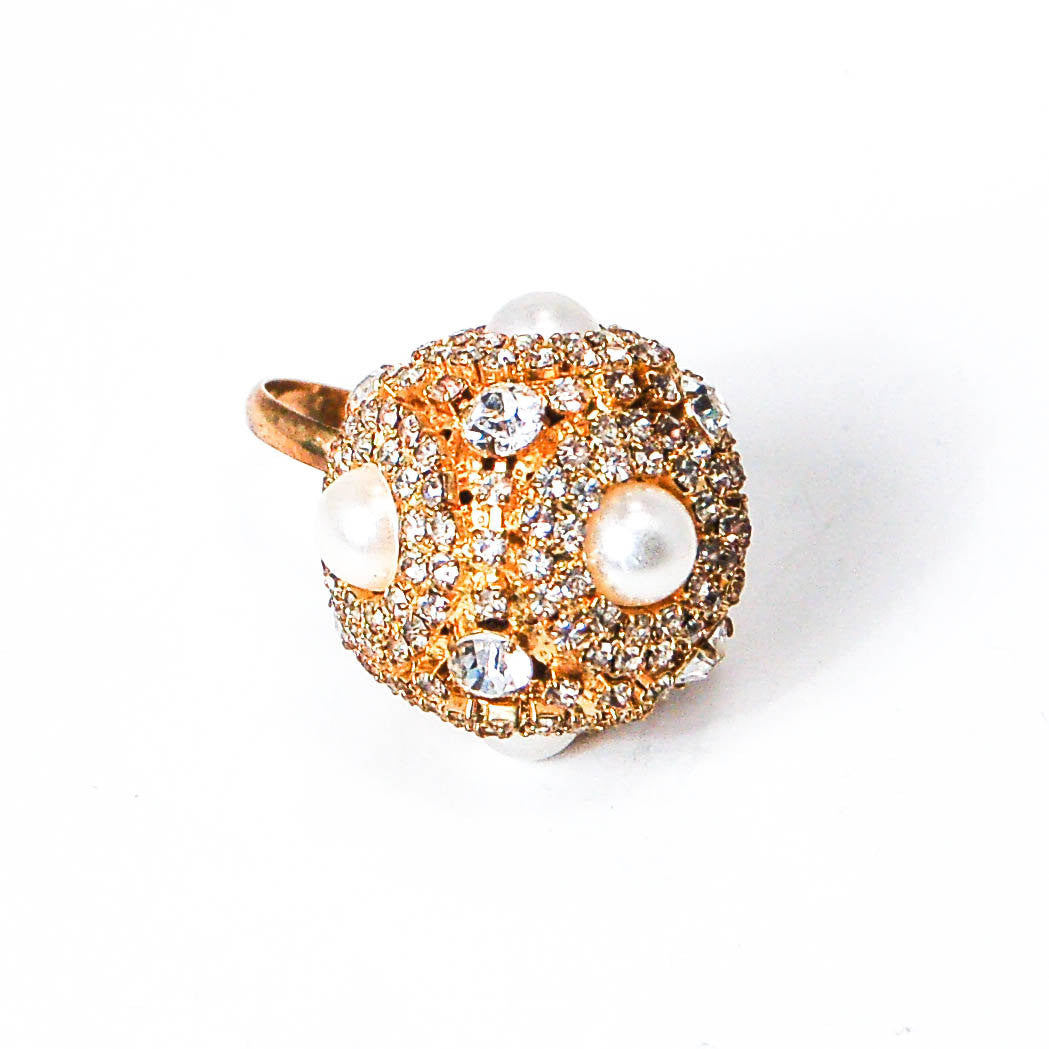 Pearl and Rhinestone Statement Ring by Erickson  Beamon