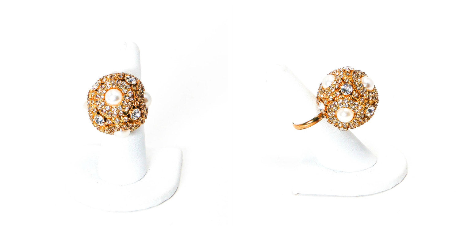 Pearl and Rhinestone Statement Ring by Erickson  Beamon by Erickson Beamon - Vintage Meet Modern Vintage Jewelry - Chicago, Illinois - #oldhollywoodglamour #vintagemeetmodern #designervintage #jewelrybox #antiquejewelry #vintagejewelry