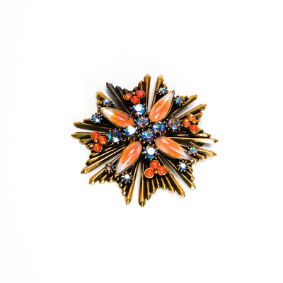 Maltese Cross Brooch with Faux Fire Opal by Florenza by Florenza - Vintage Meet Modern Vintage Jewelry - Chicago, Illinois - #oldhollywoodglamour #vintagemeetmodern #designervintage #jewelrybox #antiquejewelry #vintagejewelry