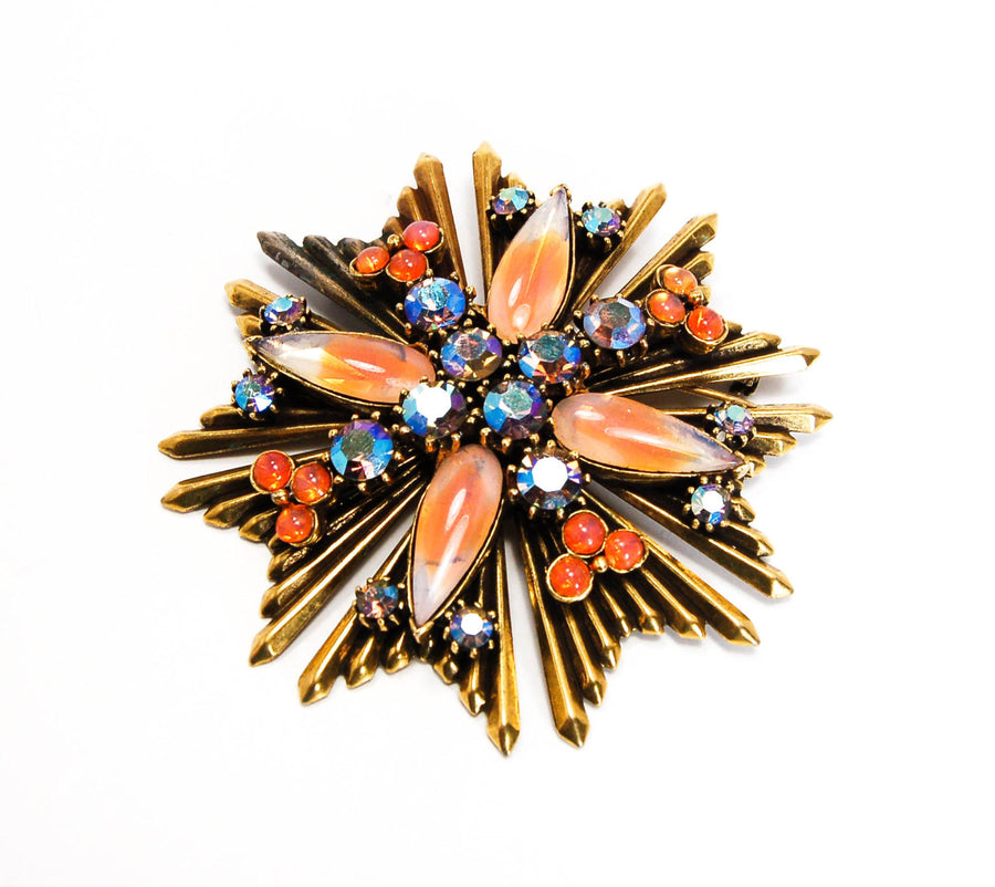 Maltese Cross Brooch with Faux Fire Opal by Florenza by Florenza - Vintage Meet Modern Vintage Jewelry - Chicago, Illinois - #oldhollywoodglamour #vintagemeetmodern #designervintage #jewelrybox #antiquejewelry #vintagejewelry