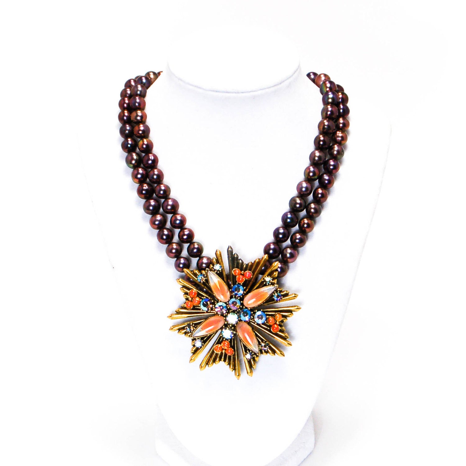 Maltese Cross Brooch with Faux Fire Opal by Florenza by Florenza - Vintage Meet Modern Vintage Jewelry - Chicago, Illinois - #oldhollywoodglamour #vintagemeetmodern #designervintage #jewelrybox #antiquejewelry #vintagejewelry