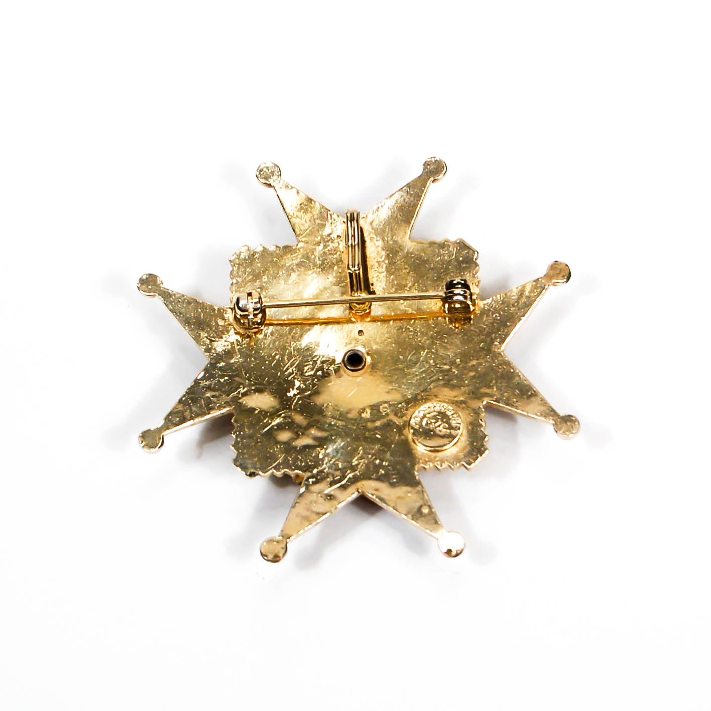Accessocraft N.Y.C. Red Rhinestone Maltese Cross Pendant Brooch by Accessocraft N.Y.C - Vintage Meet Modern Vintage Jewelry - Chicago, Illinois - #oldhollywoodglamour #vintagemeetmodern #designervintage #jewelrybox #antiquejewelry #vintagejewelry