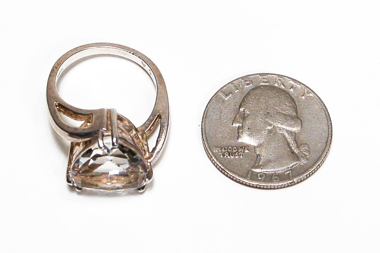 1980's Sterling Silver CZ Trillion Cut Ring by 1980s - Vintage Meet Modern Vintage Jewelry - Chicago, Illinois - #oldhollywoodglamour #vintagemeetmodern #designervintage #jewelrybox #antiquejewelry #vintagejewelry