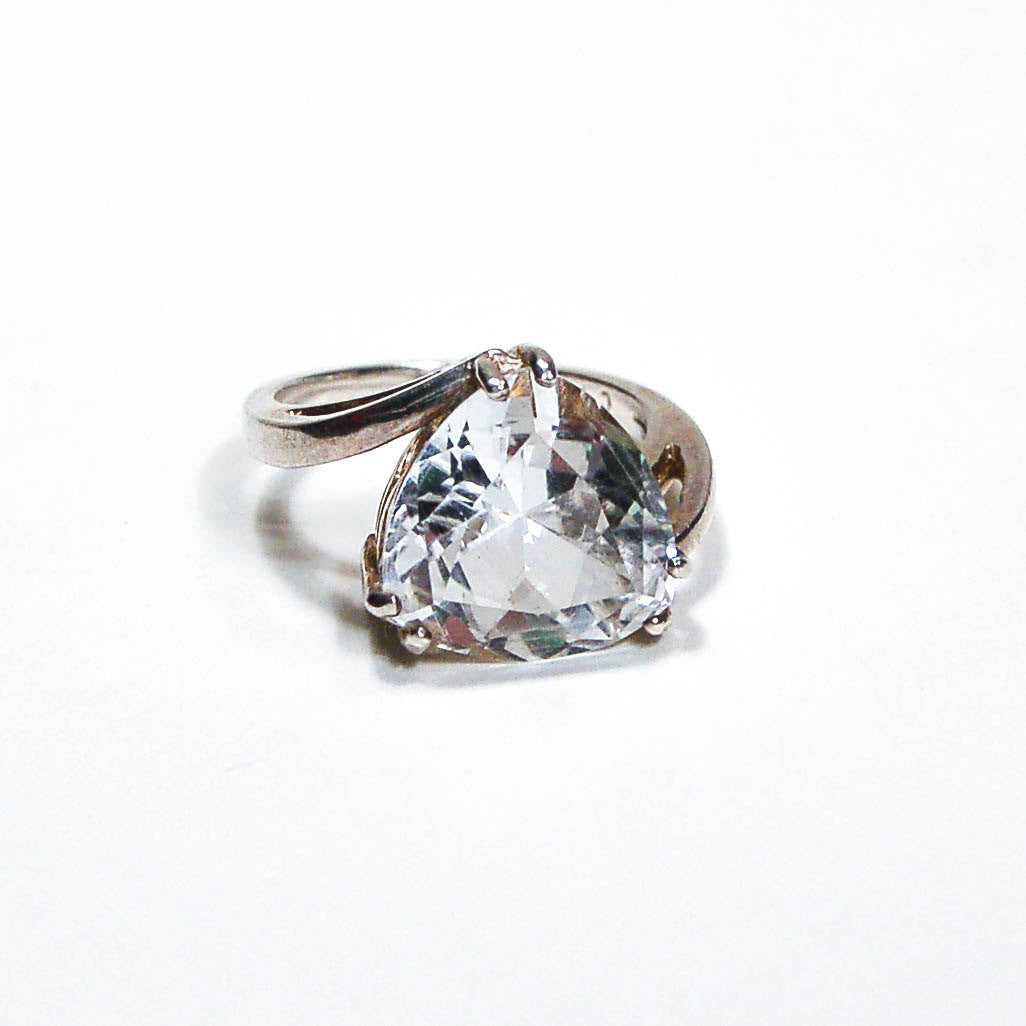 1980's Sterling Silver CZ Trillion Cut Ring by 1980s - Vintage Meet Modern Vintage Jewelry - Chicago, Illinois - #oldhollywoodglamour #vintagemeetmodern #designervintage #jewelrybox #antiquejewelry #vintagejewelry