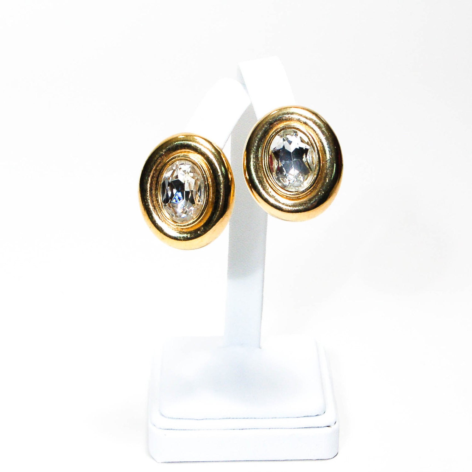 Large Oval Rhinestone Earrings by Givenchy by Givenchy - Vintage Meet Modern Vintage Jewelry - Chicago, Illinois - #oldhollywoodglamour #vintagemeetmodern #designervintage #jewelrybox #antiquejewelry #vintagejewelry