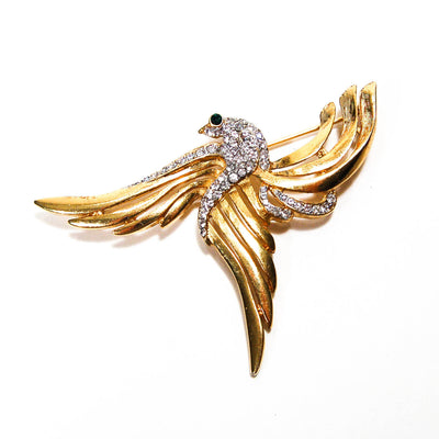 1960's Gold Rising Phoenix Brooch with Rhinestones by 1960s Vintage - Vintage Meet Modern Vintage Jewelry - Chicago, Illinois - #oldhollywoodglamour #vintagemeetmodern #designervintage #jewelrybox #antiquejewelry #vintagejewelry