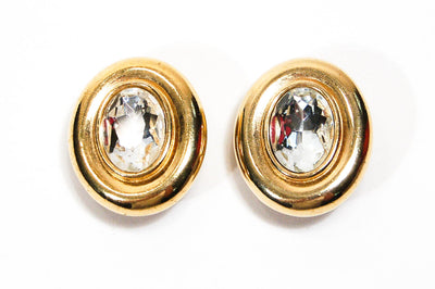 Large Oval Rhinestone Earrings by Givenchy by Givenchy - Vintage Meet Modern Vintage Jewelry - Chicago, Illinois - #oldhollywoodglamour #vintagemeetmodern #designervintage #jewelrybox #antiquejewelry #vintagejewelry