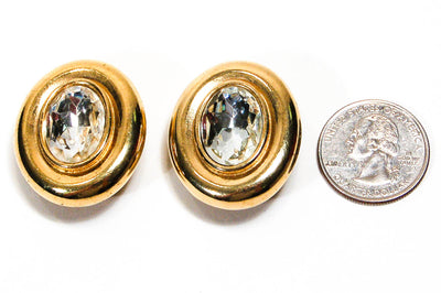 Large Oval Rhinestone Earrings by Givenchy by Givenchy - Vintage Meet Modern Vintage Jewelry - Chicago, Illinois - #oldhollywoodglamour #vintagemeetmodern #designervintage #jewelrybox #antiquejewelry #vintagejewelry