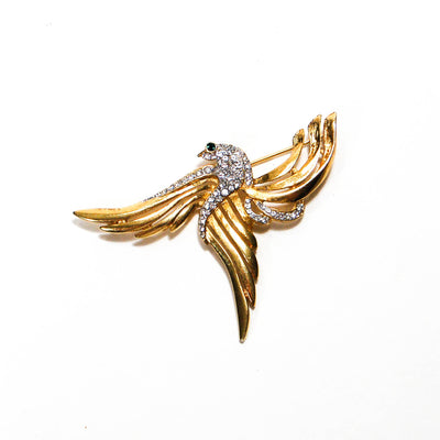 1960's Gold Rising Phoenix Brooch with Rhinestones by 1960s Vintage - Vintage Meet Modern Vintage Jewelry - Chicago, Illinois - #oldhollywoodglamour #vintagemeetmodern #designervintage #jewelrybox #antiquejewelry #vintagejewelry