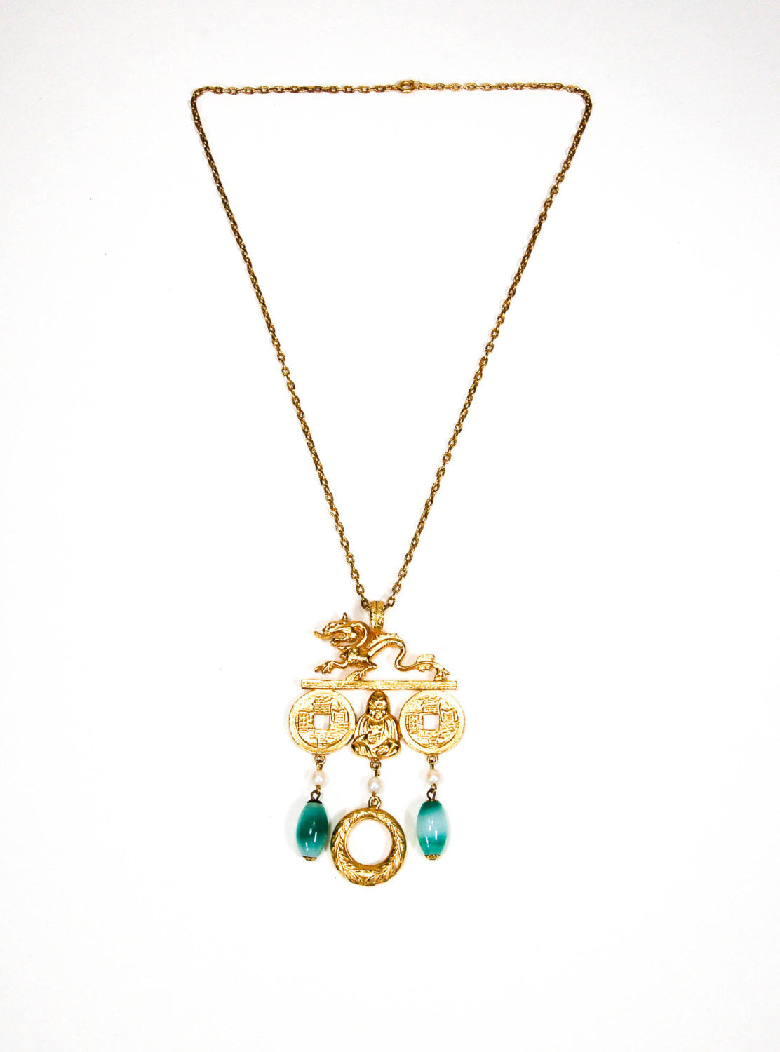 Kenneth Jay Lane Chinese Dragon Necklace by Kenneth Jay Lane - Vintage Meet Modern Vintage Jewelry - Chicago, Illinois - #oldhollywoodglamour #vintagemeetmodern #designervintage #jewelrybox #antiquejewelry #vintagejewelry