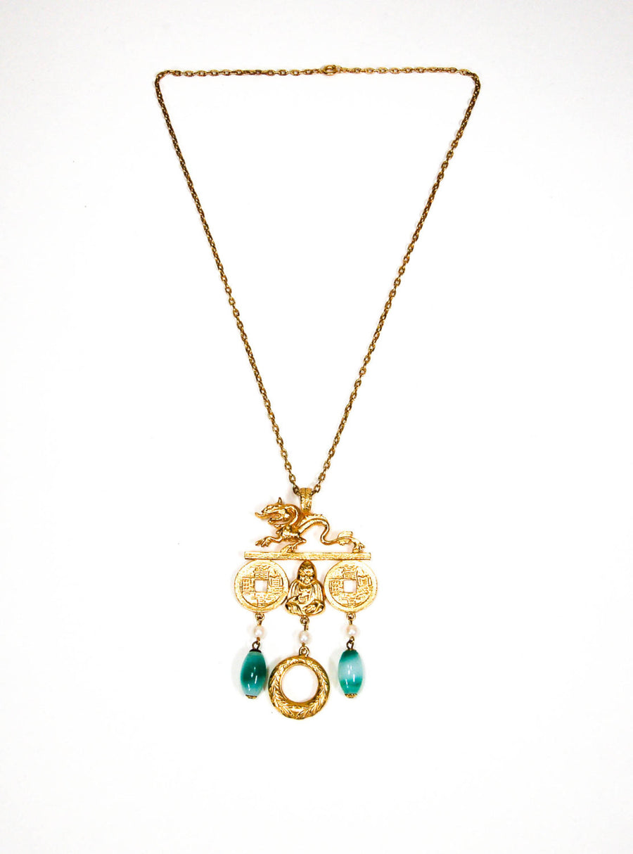 Kenneth Jay Lane Chinese Dragon Necklace by Kenneth Jay Lane - Vintage Meet Modern Vintage Jewelry - Chicago, Illinois - #oldhollywoodglamour #vintagemeetmodern #designervintage #jewelrybox #antiquejewelry #vintagejewelry