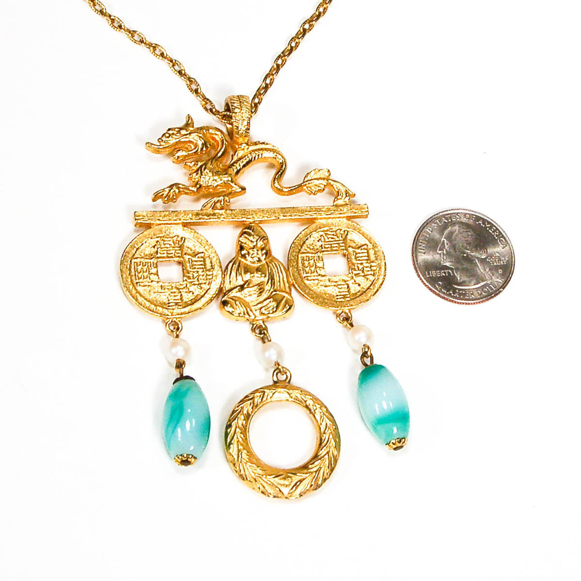 Kenneth Jay Lane Chinese Dragon Necklace by Kenneth Jay Lane - Vintage Meet Modern Vintage Jewelry - Chicago, Illinois - #oldhollywoodglamour #vintagemeetmodern #designervintage #jewelrybox #antiquejewelry #vintagejewelry