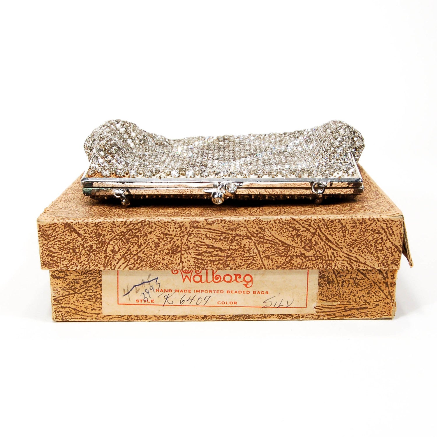 Silver Tone Rhinestone Covered Evening Bag by Walborg by Walborg - Vintage Meet Modern Vintage Jewelry - Chicago, Illinois - #oldhollywoodglamour #vintagemeetmodern #designervintage #jewelrybox #antiquejewelry #vintagejewelry