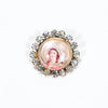 Miniature Victorian Lady Portrait Brooch Round with Rhinestones by 1970's - Vintage Meet Modern Vintage Jewelry - Chicago, Illinois - #oldhollywoodglamour #vintagemeetmodern #designervintage #jewelrybox #antiquejewelry #vintagejewelry