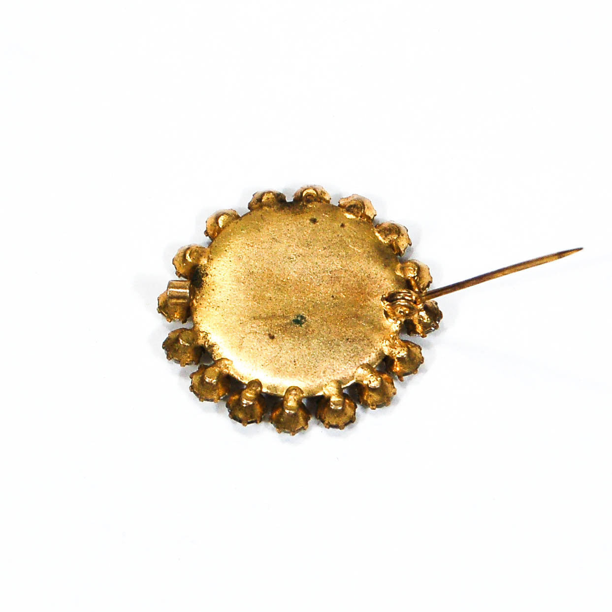 Miniature Victorian Lady Portrait Brooch Round with Rhinestones by 1970's - Vintage Meet Modern Vintage Jewelry - Chicago, Illinois - #oldhollywoodglamour #vintagemeetmodern #designervintage #jewelrybox #antiquejewelry #vintagejewelry