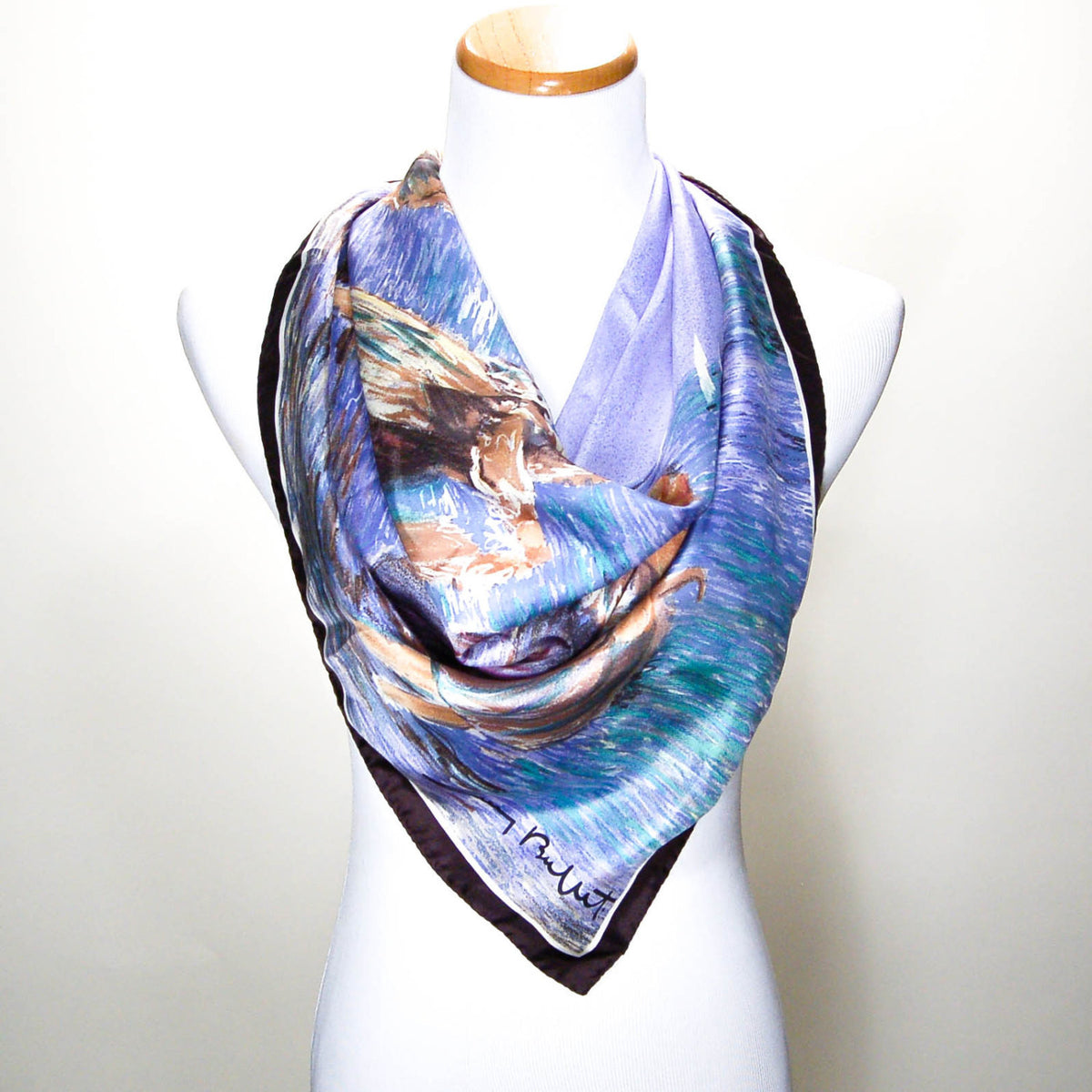 Sunday at Sea Guy Buffet Silk Scarf Museum Replica Fine Art Collector Blue Purple Black
