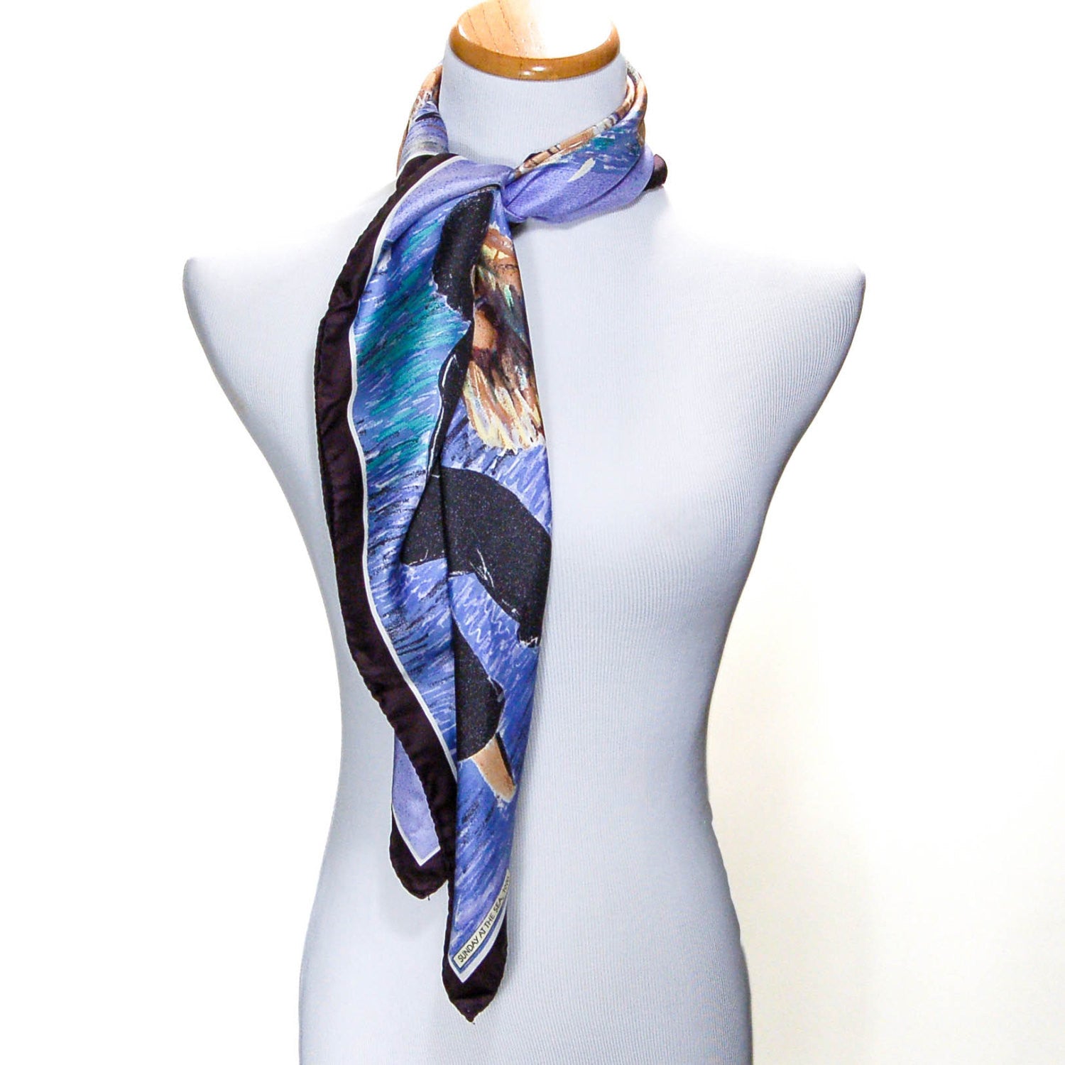 Sunday at Sea Guy Buffet Silk Scarf Museum Replica Fine Art Collector Blue Purple Black by Silk Scarf - Vintage Meet Modern Vintage Jewelry - Chicago, Illinois - #oldhollywoodglamour #vintagemeetmodern #designervintage #jewelrybox #antiquejewelry #vintagejewelry