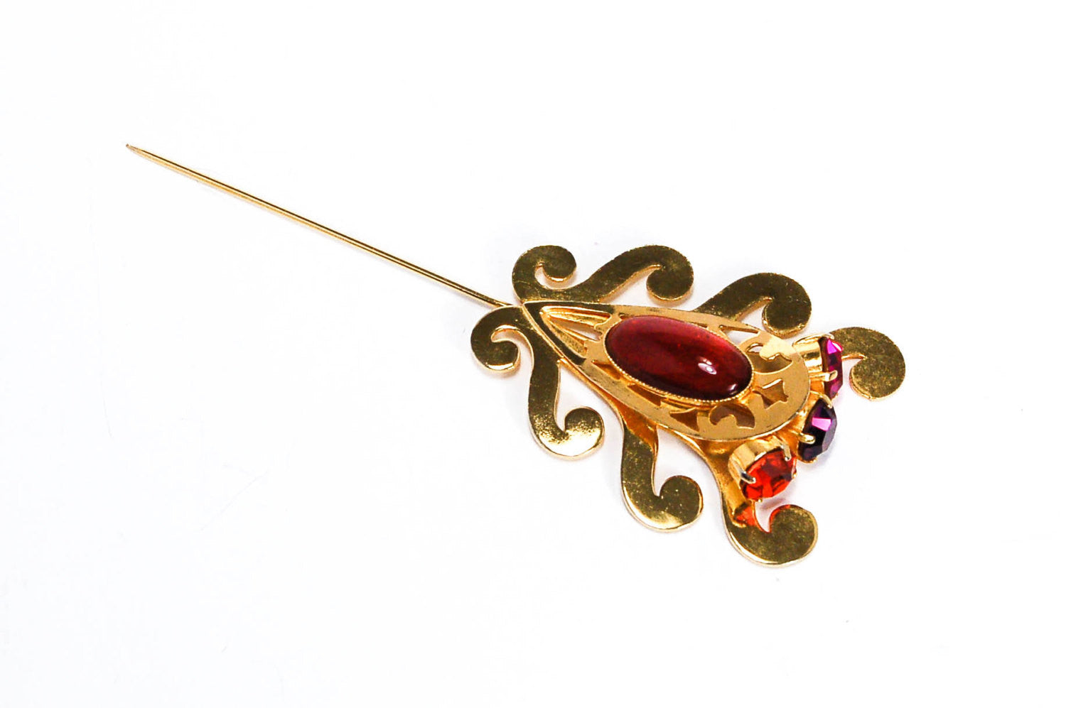 1980s Purple and Pink Rhinestone Stick Pin by 1980s - Vintage Meet Modern Vintage Jewelry - Chicago, Illinois - #oldhollywoodglamour #vintagemeetmodern #designervintage #jewelrybox #antiquejewelry #vintagejewelry