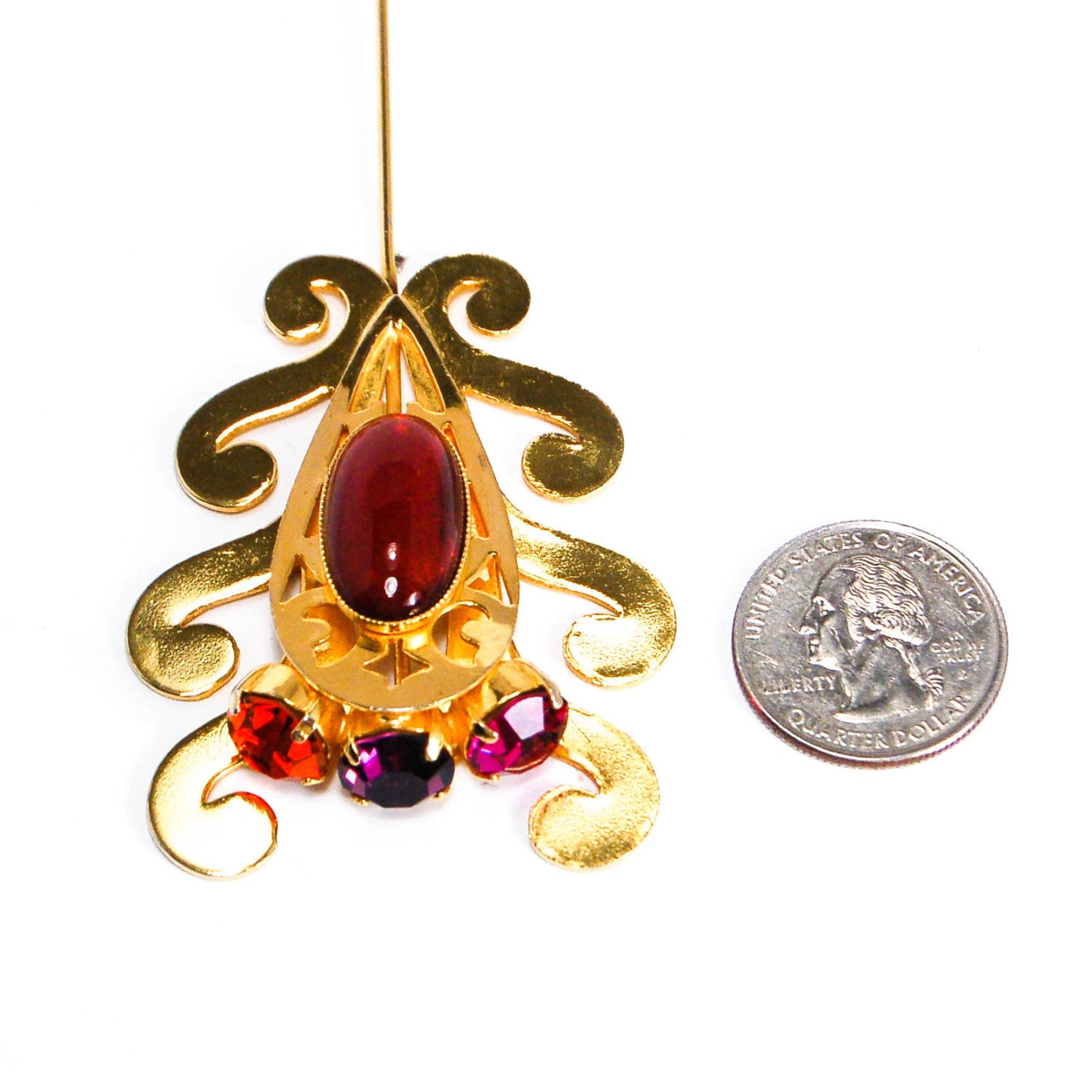 1980s Purple and Pink Rhinestone Stick Pin by 1980s - Vintage Meet Modern Vintage Jewelry - Chicago, Illinois - #oldhollywoodglamour #vintagemeetmodern #designervintage #jewelrybox #antiquejewelry #vintagejewelry