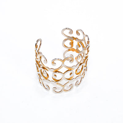 Gold Scroll Cuff Bracelet by 1980s - Vintage Meet Modern Vintage Jewelry - Chicago, Illinois - #oldhollywoodglamour #vintagemeetmodern #designervintage #jewelrybox #antiquejewelry #vintagejewelry