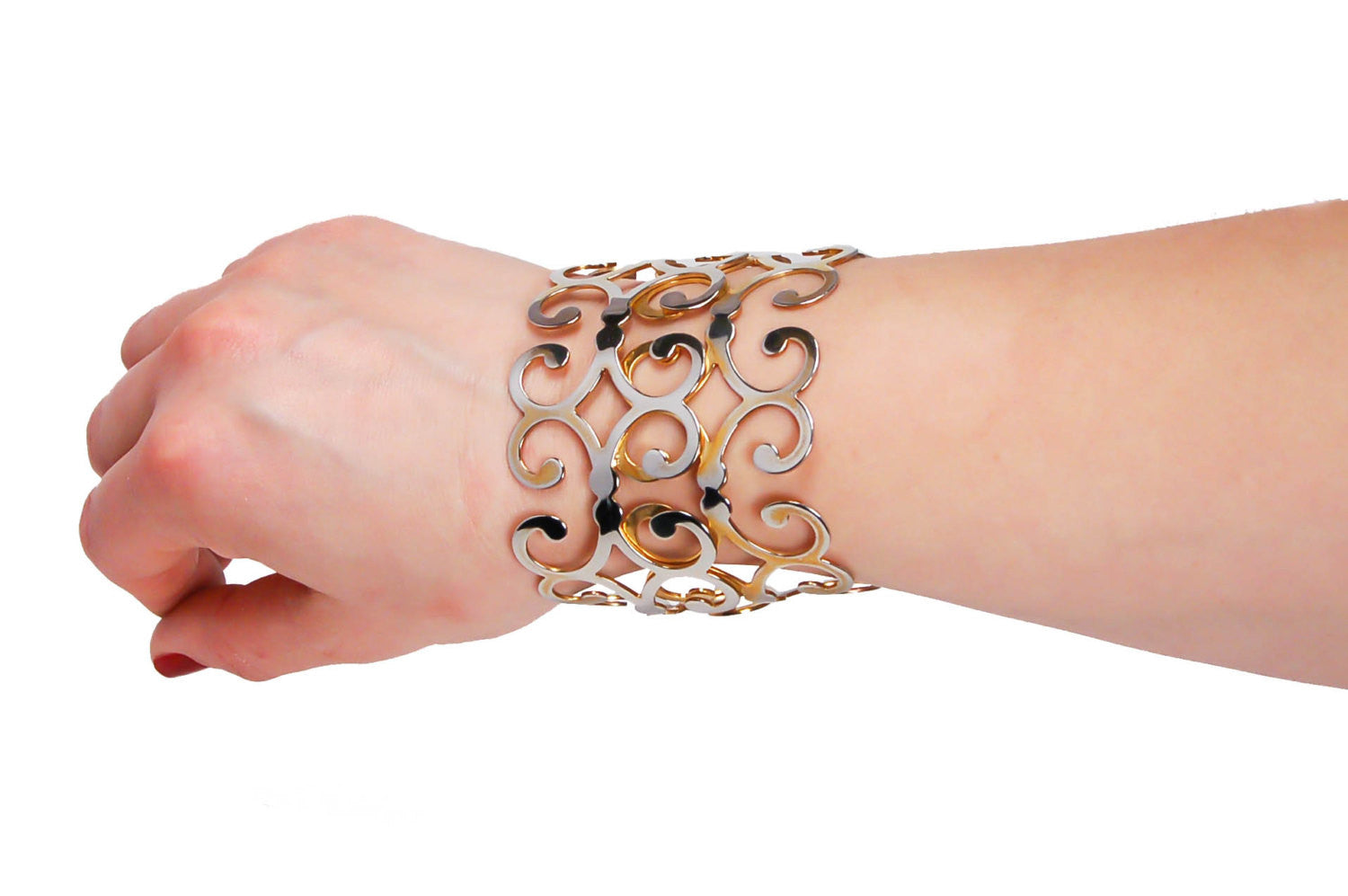 Gold Scroll Cuff Bracelet by 1980s - Vintage Meet Modern Vintage Jewelry - Chicago, Illinois - #oldhollywoodglamour #vintagemeetmodern #designervintage #jewelrybox #antiquejewelry #vintagejewelry