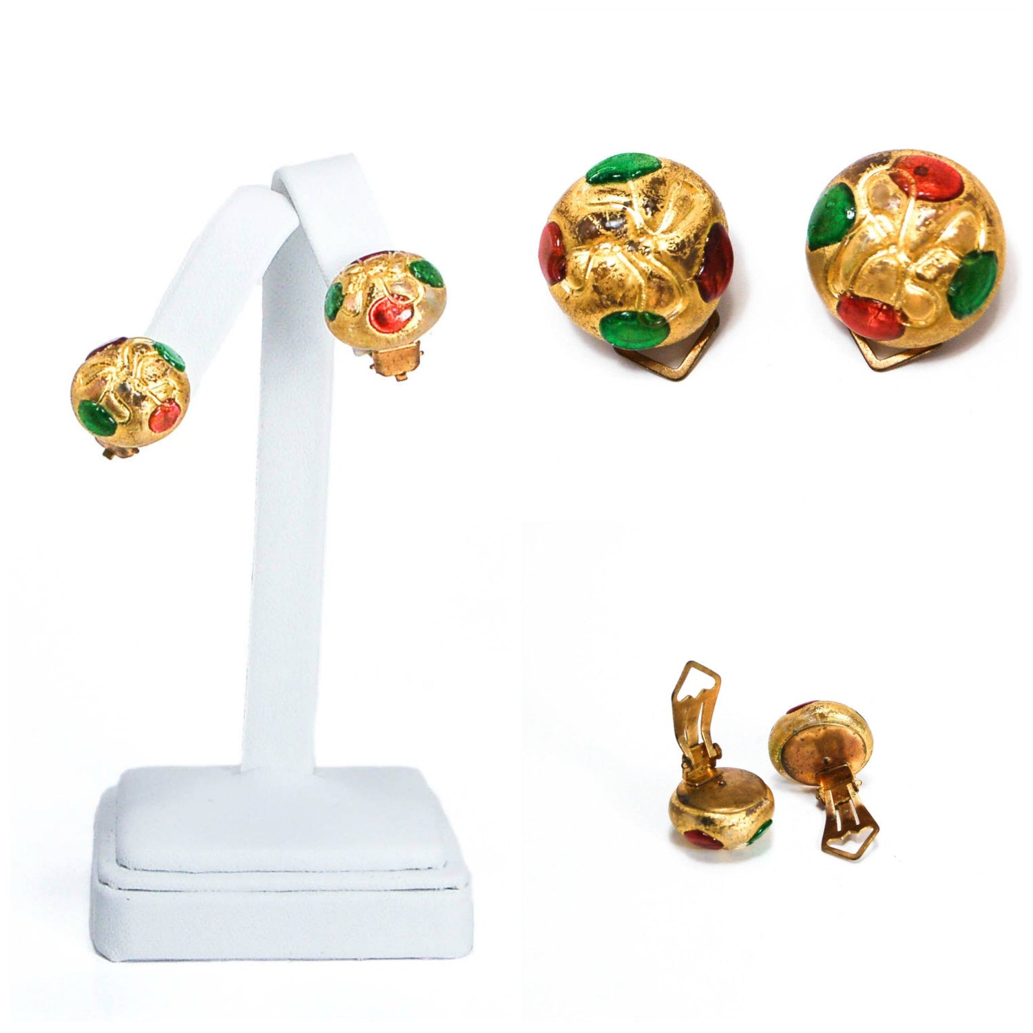 1940's Venetian Glass Bead Necklace and Earrings Set Golden Jewel Tones by 1940's - Vintage Meet Modern Vintage Jewelry - Chicago, Illinois - #oldhollywoodglamour #vintagemeetmodern #designervintage #jewelrybox #antiquejewelry #vintagejewelry