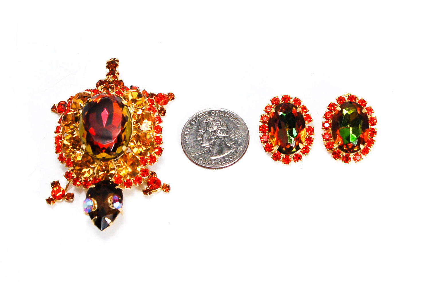 Juliana Amber Rhinestone Turtle Brooch - Brooch Only by Juliana D & E - Vintage Meet Modern Vintage Jewelry - Chicago, Illinois - #oldhollywoodglamour #vintagemeetmodern #designervintage #jewelrybox #antiquejewelry #vintagejewelry