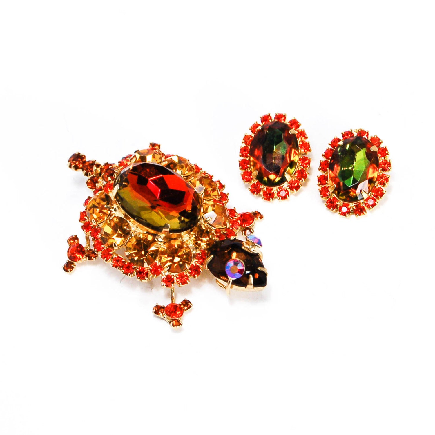 Juliana Amber Rhinestone Turtle Brooch - Brooch Only by Juliana D & E - Vintage Meet Modern Vintage Jewelry - Chicago, Illinois - #oldhollywoodglamour #vintagemeetmodern #designervintage #jewelrybox #antiquejewelry #vintagejewelry