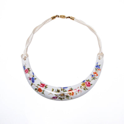 Royal Worcester Floral Fine Bone China Necklace by Kenneth Jay Lane by KJL - Vintage Meet Modern Vintage Jewelry - Chicago, Illinois - #oldhollywoodglamour #vintagemeetmodern #designervintage #jewelrybox #antiquejewelry #vintagejewelry