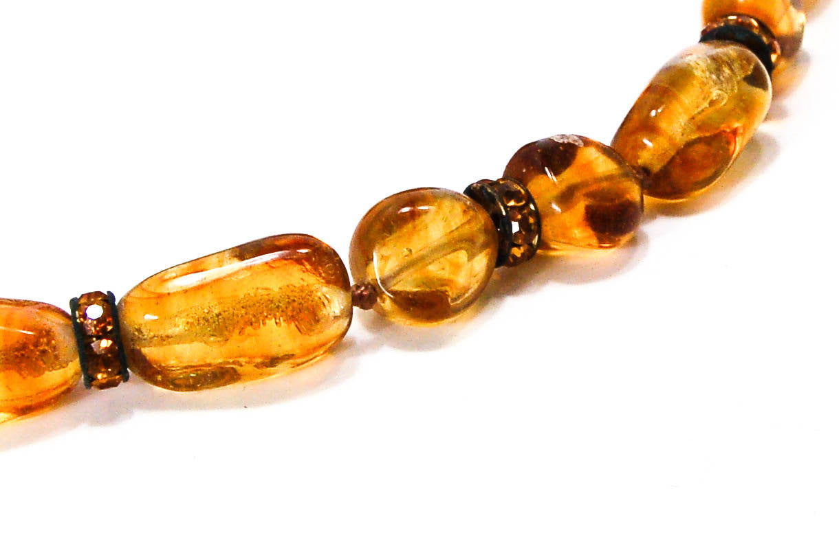 1950's Amber Art Glass Earrings and Necklace Set by Vogue Jewelry by Vogue Jewelry - Vintage Meet Modern Vintage Jewelry - Chicago, Illinois - #oldhollywoodglamour #vintagemeetmodern #designervintage #jewelrybox #antiquejewelry #vintagejewelry