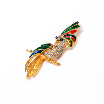 1980's Colorful Rhinestone Cockatoo Brooch by Carven of Paris by Carven of Paris - Vintage Meet Modern Vintage Jewelry - Chicago, Illinois - #oldhollywoodglamour #vintagemeetmodern #designervintage #jewelrybox #antiquejewelry #vintagejewelry