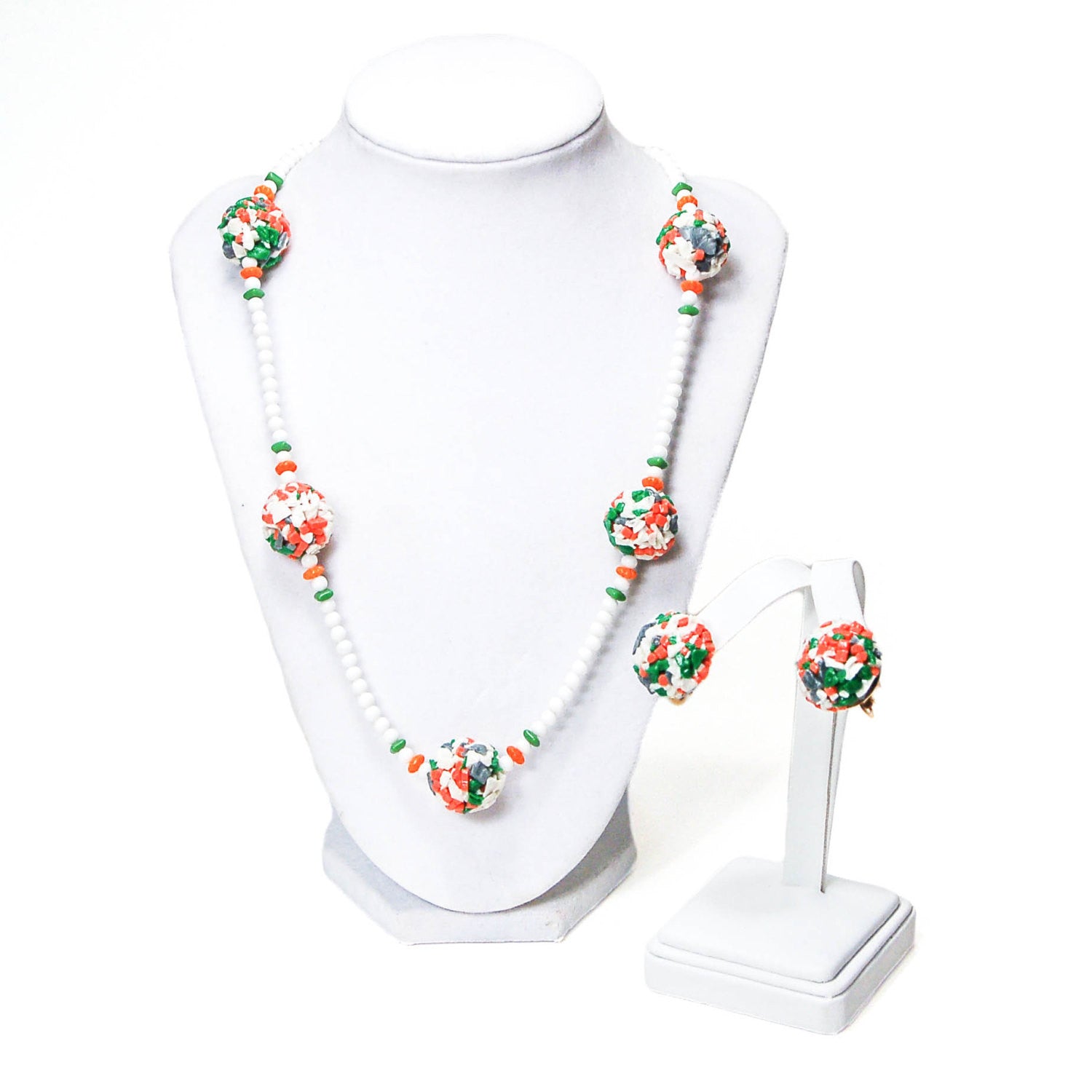 Colorful Glass Bead Necklace and Earrings Set by Castlecliff by Castlecliff - Vintage Meet Modern Vintage Jewelry - Chicago, Illinois - #oldhollywoodglamour #vintagemeetmodern #designervintage #jewelrybox #antiquejewelry #vintagejewelry