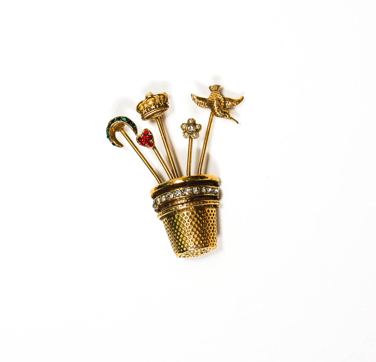 1950's Thimble Brooch by House of Schrager New York by Schrager - Vintage Meet Modern Vintage Jewelry - Chicago, Illinois - #oldhollywoodglamour #vintagemeetmodern #designervintage #jewelrybox #antiquejewelry #vintagejewelry