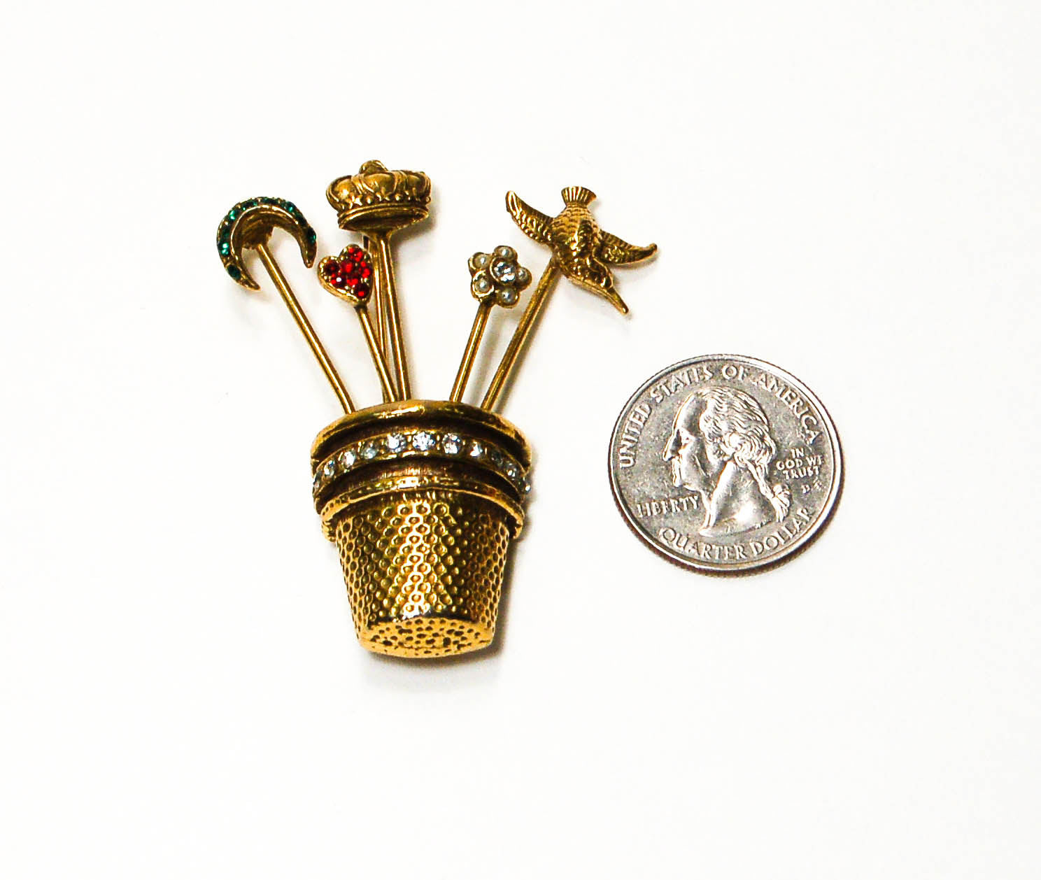 1950's Thimble Brooch by House of Schrager New York by Schrager - Vintage Meet Modern Vintage Jewelry - Chicago, Illinois - #oldhollywoodglamour #vintagemeetmodern #designervintage #jewelrybox #antiquejewelry #vintagejewelry