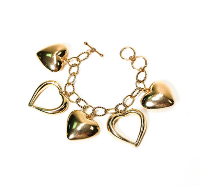 Lots of Love Heart Charm Bracelet by Unsigned Beauty - Vintage Meet Modern Vintage Jewelry - Chicago, Illinois - #oldhollywoodglamour #vintagemeetmodern #designervintage #jewelrybox #antiquejewelry #vintagejewelry